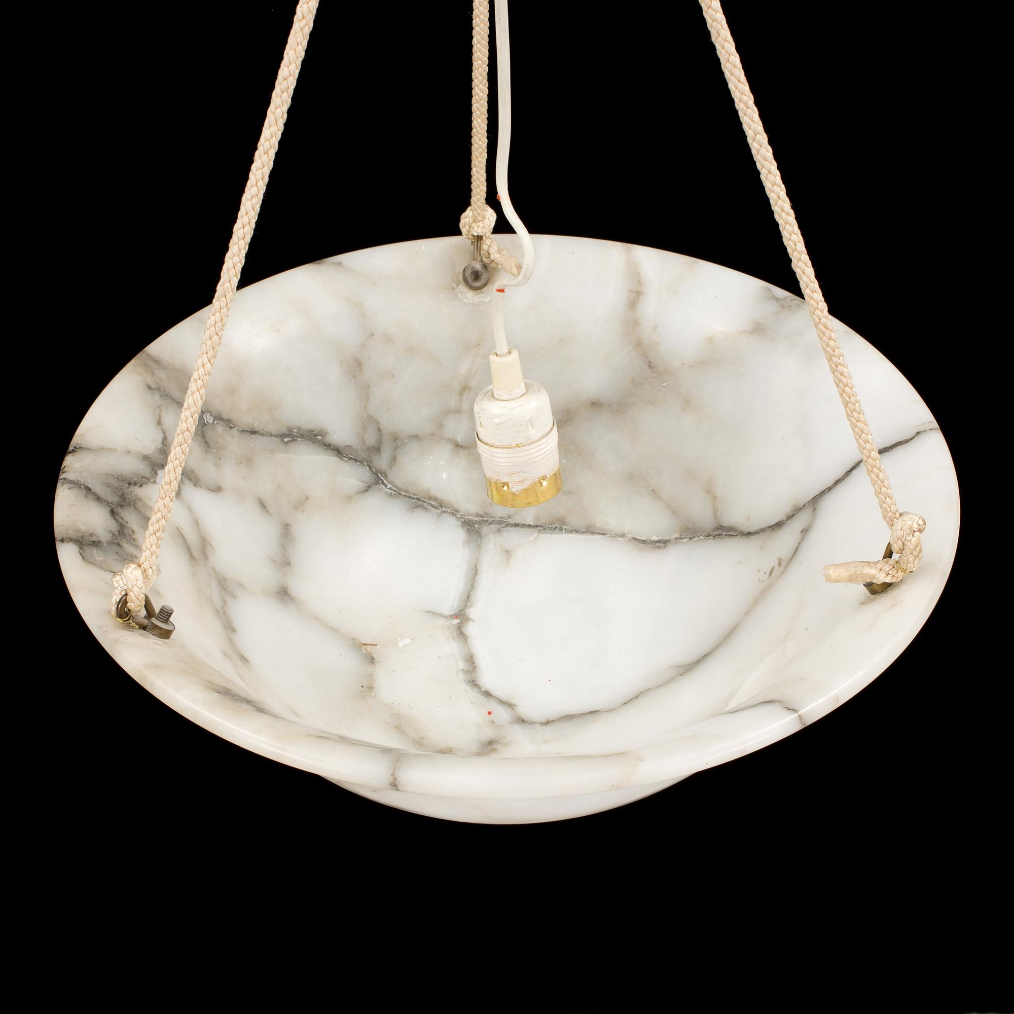 A 20th century alabaster ceiling light pendant.