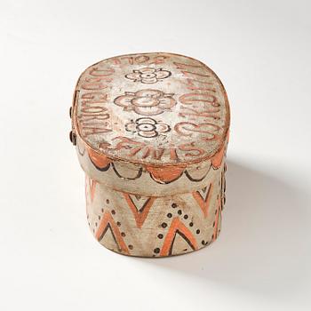 A Swedish painted wooden box from Halland/Småland, dated 1777.