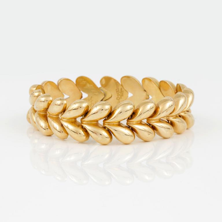 ARMBAND, 18K guld, Juvelfabriken, Stockholm, 1946. Vikt ca 49,36 g.