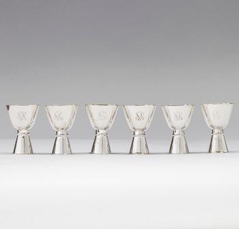 SUPBÄGARE, 6 st, Tapio Wirkkala, Hopeakeskus, Tavastehus 1965-1968. Tot. vikt ca 177,9 g.