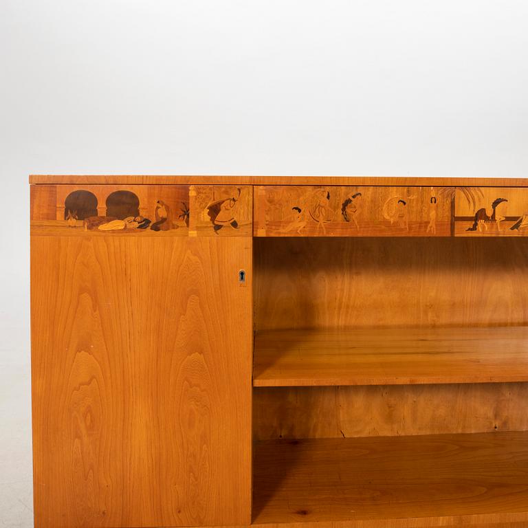 Sven Ekholm & Erik Mattson bookcase Lammhults Chair & Furniture Factory/Mjölby Inlay 1940s Swedish Modern.