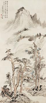 521. A framed scroll painting, attributed to Gu Kunbo (1905-1970).