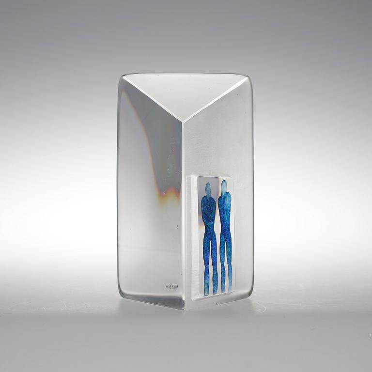 SKULPTUR GLAS, Bertil Vallien, Kosta boda, signerad.