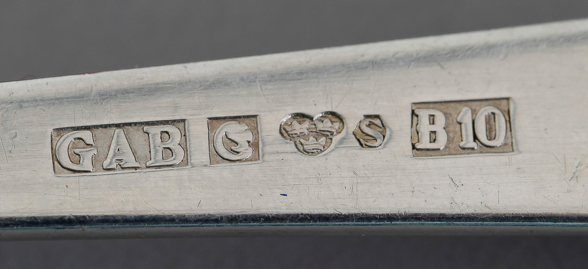BESTICK, silver, "Rosenholm", GAB. Vikt ca 624 gram.