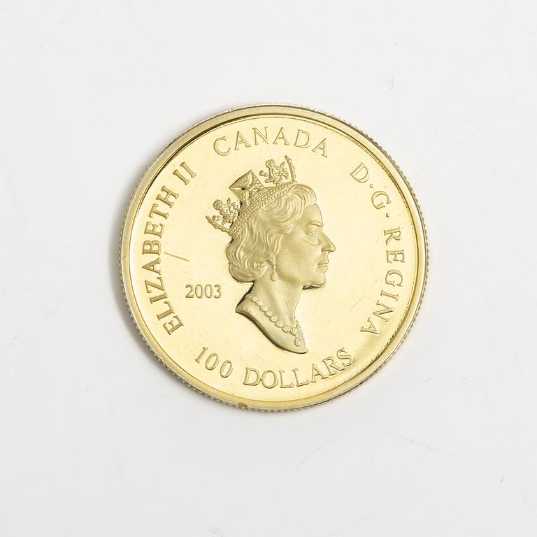 Coin, 14K gold, 100 dollars, Canada 2003, Royal Canadian Mint.