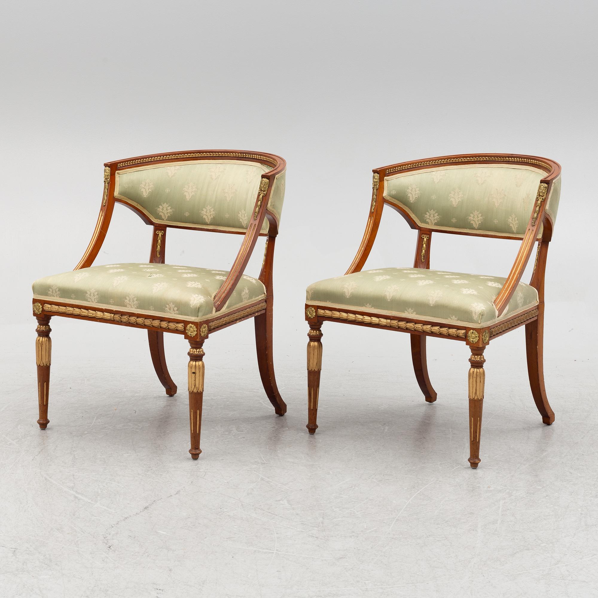 A pair of chairs, first half of the 20th century. Empire style.