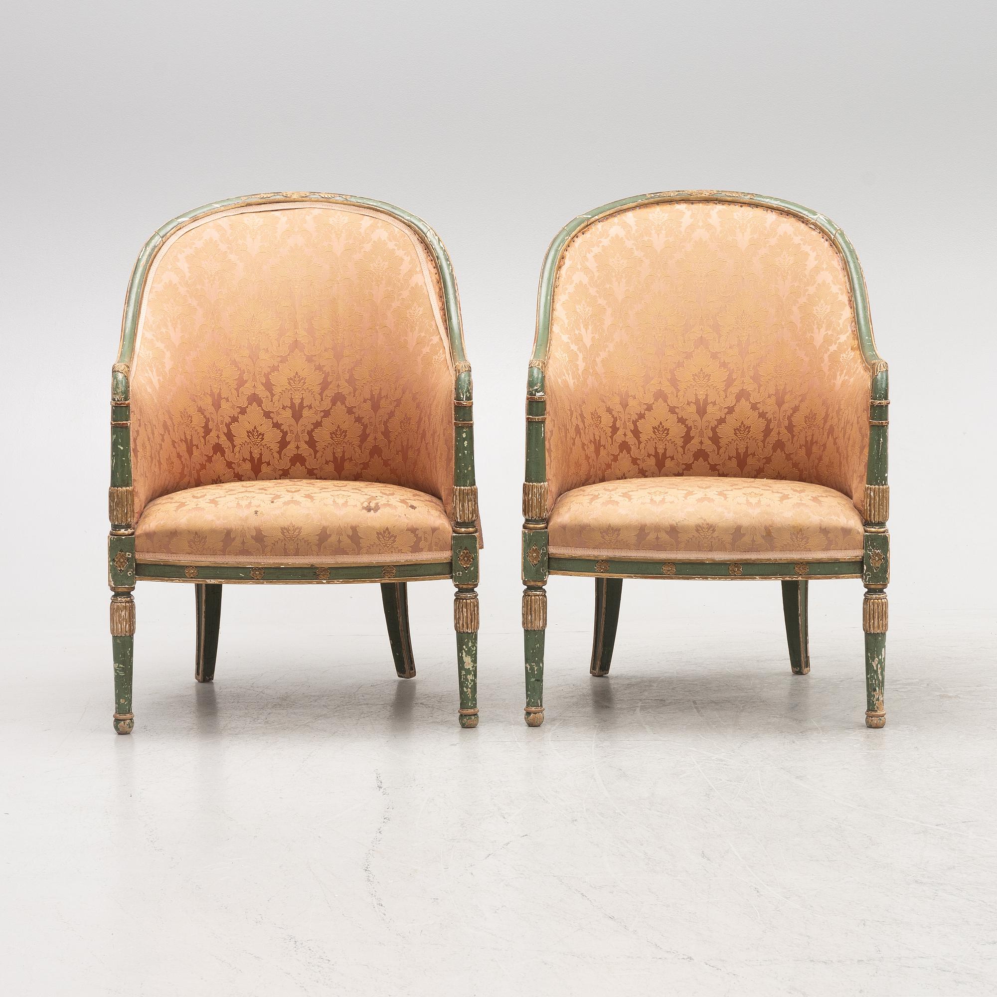 A pair of Directoire style armchairs, France, later 19th century.