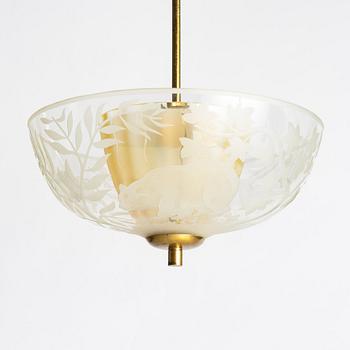 Birger Ekman, a Swedish Modern ceiling lamp, Glössner Co, 1940s.