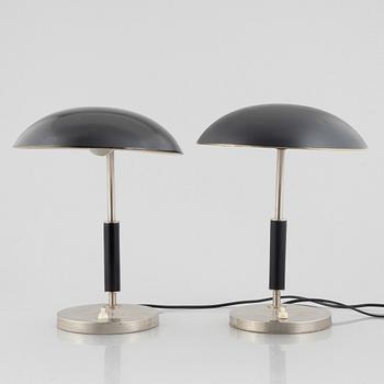 Harald Notini, a pair of desk top lamps, modell "15091 A", Arvid Böhlmarks Lampfabrik, Stockholm, 1930s.