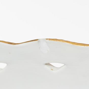 Royal Copenhagen, a 'Saxon Flower' basket on stand, Denmark, 1889-1922.