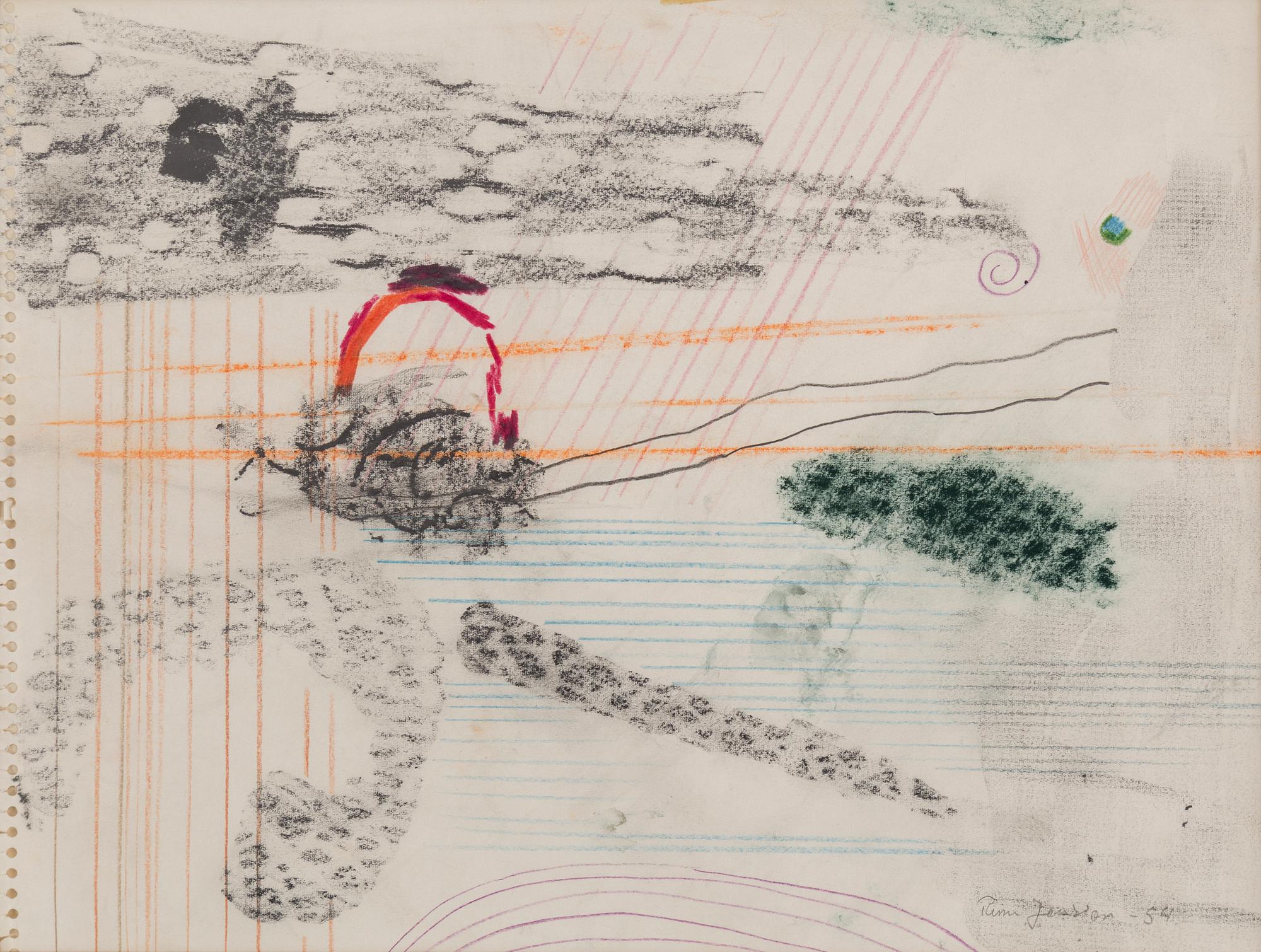 RUNE JANSSON, kritteckning, signed and dated -54.