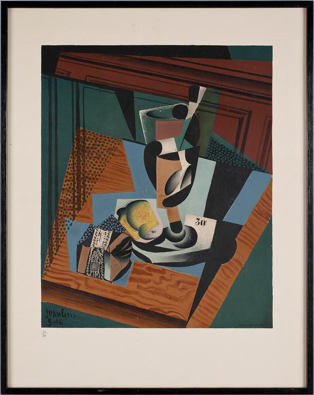 JUAN GRIS, efter, färglitografi. Sign o trycket. Numr 43/200. Märkt Henri Deschamps litho.