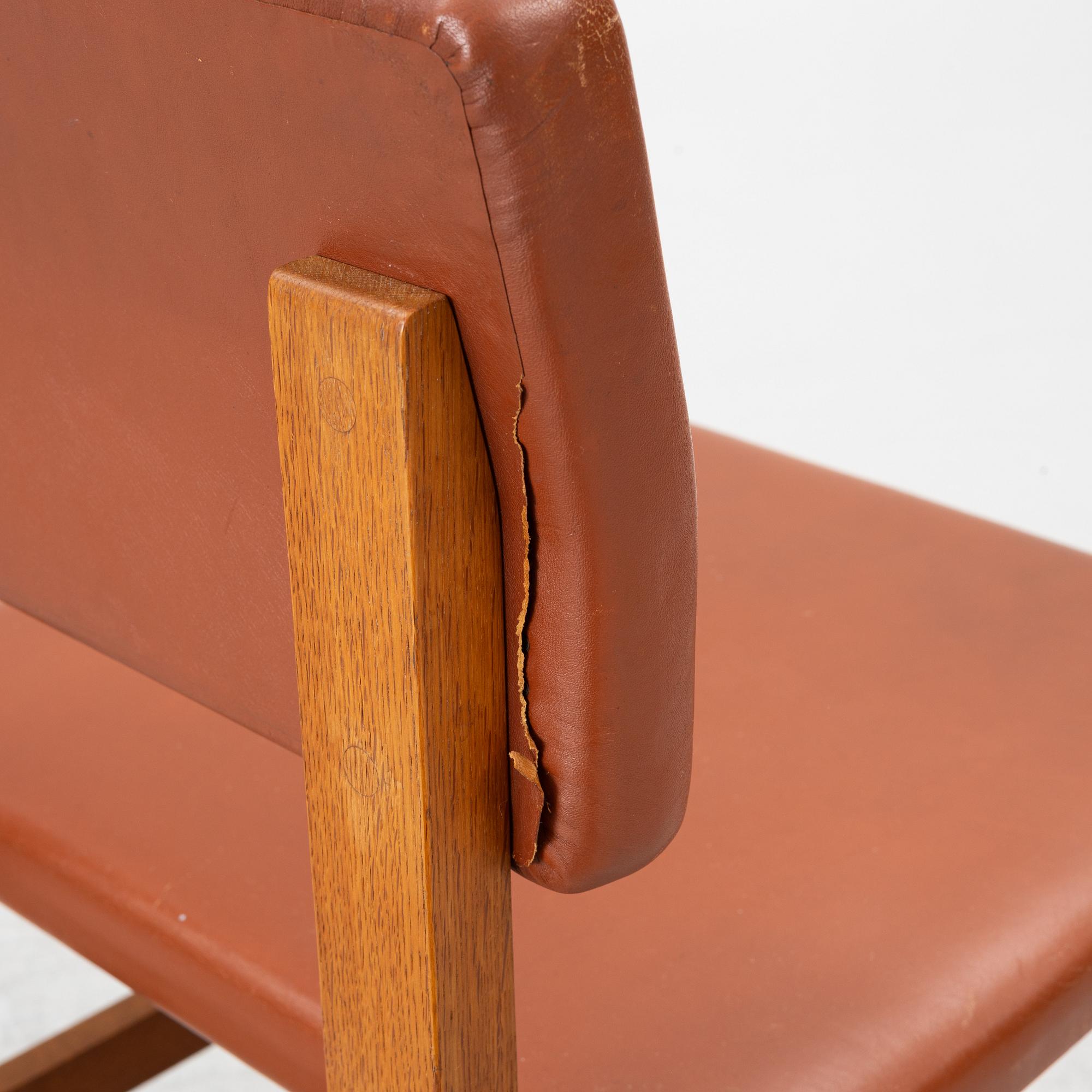 John Kandell, a set of six chairs, J. E. Blomqvist Möbelfabrik, Storvreta, for the Västervik Courthouse, ca. 1959.