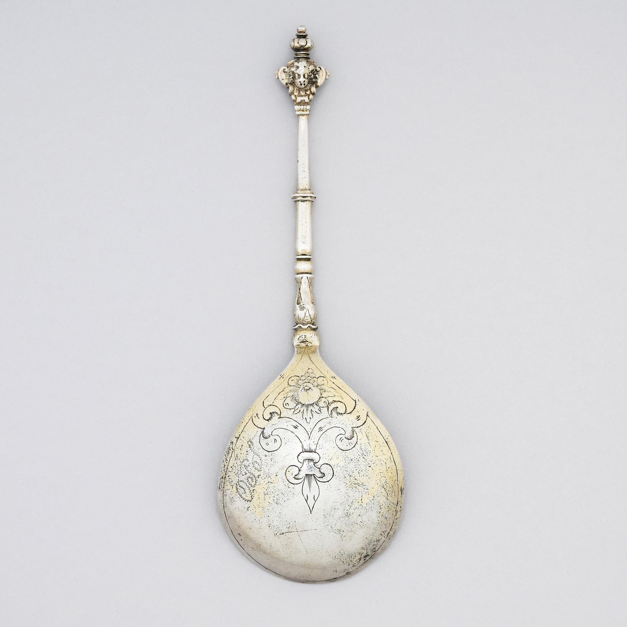 Sked, förgyllt silver, sannolikt Albrekt Lockert (1623-1653), Stockholm.
