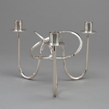 a silver platen "Vänskapsknuten" candelabra, Firma Svenskt Tenn, designed in 1938,