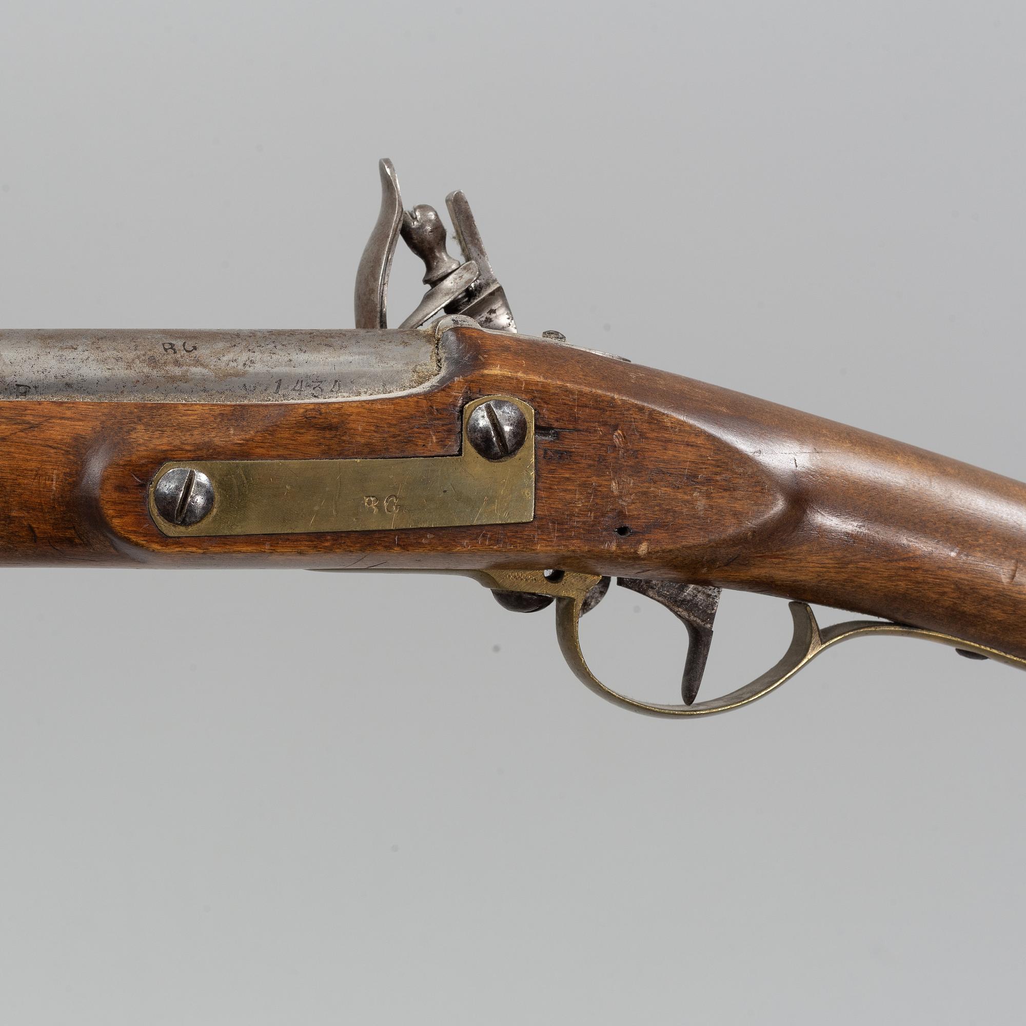 A Swedish flintlock gun, 1815 pattern.