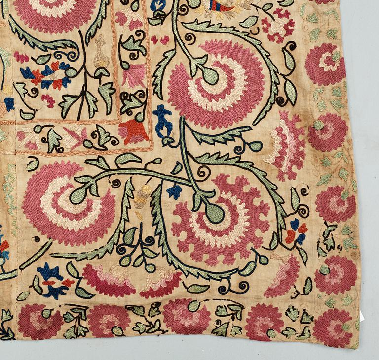 An antique Suzani embroidery from Uzbekistan, 208 x 176 cm.