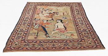 An antique pictorial Kerman Laver, ca 223 x 129 cm.