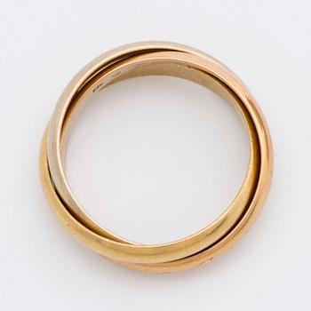 RING "Trinity" Must de Cartier, tri-coloured 18k gold, original case and certifikat.
