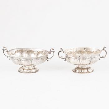 Two silver brandy-bowls, Nothern Europe, 18th century, unidentified maker's mark.