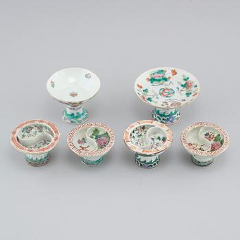 Six Chinese porcelain stemcups, second half of the 19th / first half of the 20th century.