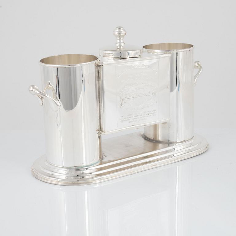 Wine cooler, nickel silver, contemporary.