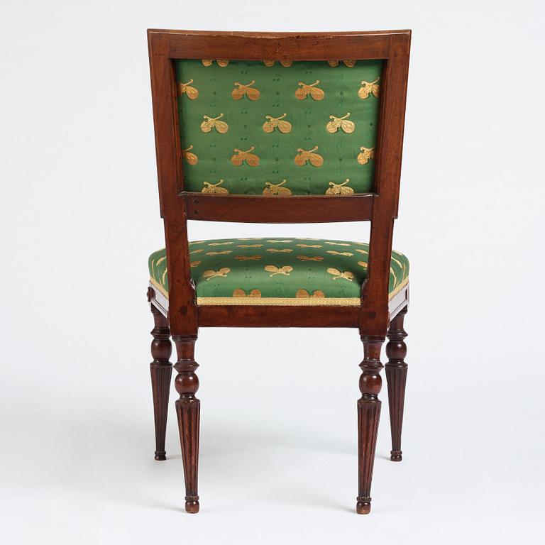 A late Gustavian mahogany chair by Ephraim Ståhl (Stockholm 1794-1820).