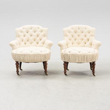 A pair of easy chairs, late 19th Century.