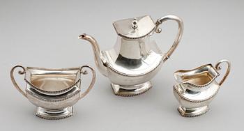 KAFFESERVIS, 3 delar, silver, svenska stämplar 1918. Vikt ca 1260 g.