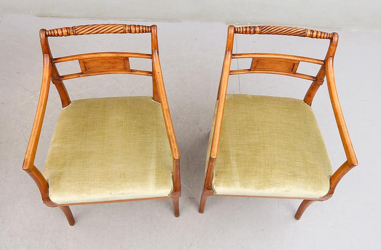 KARMSTOLAR, 1 par, senempire, 1800-talets mitt.