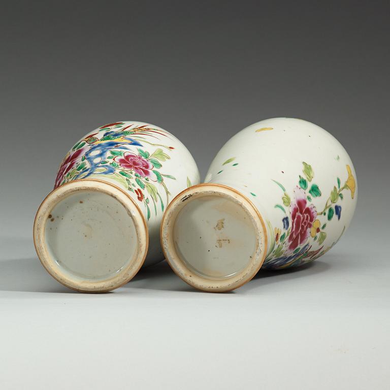 A pair of famille rose vases, Qing dynasty, Qianlong (1735-95).