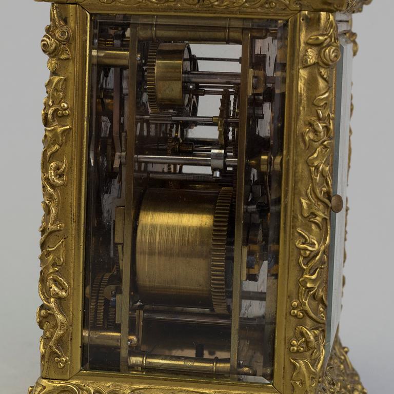 A travelling clock, signed "Potonie Paris", France, second half of the 19th century.