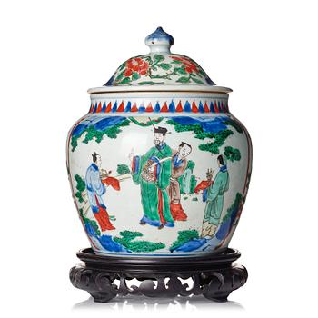 787. A Chinese Transitional jar with cover, 17th Century.