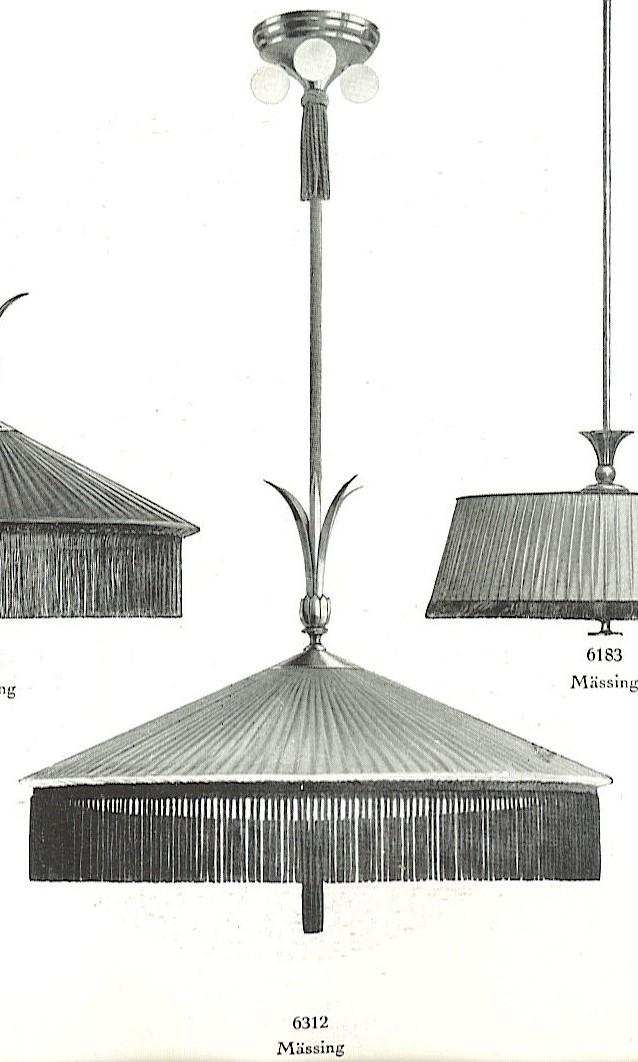 Harald Notini, a Swedish Grace ceiling lamp model "6312", Arvid Böhlmarks Lampfabrik, Stockholm, 1920s-30s.