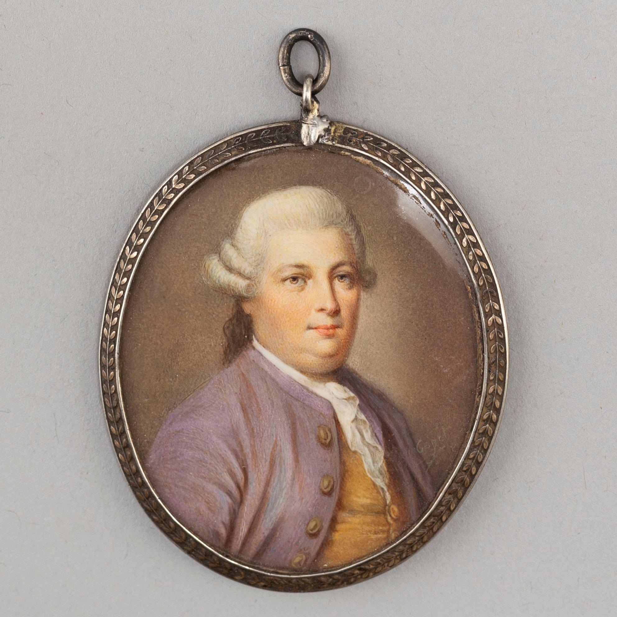 MINIATURE, 18th CenTURY. Gouache on bone, indistinctly signed.