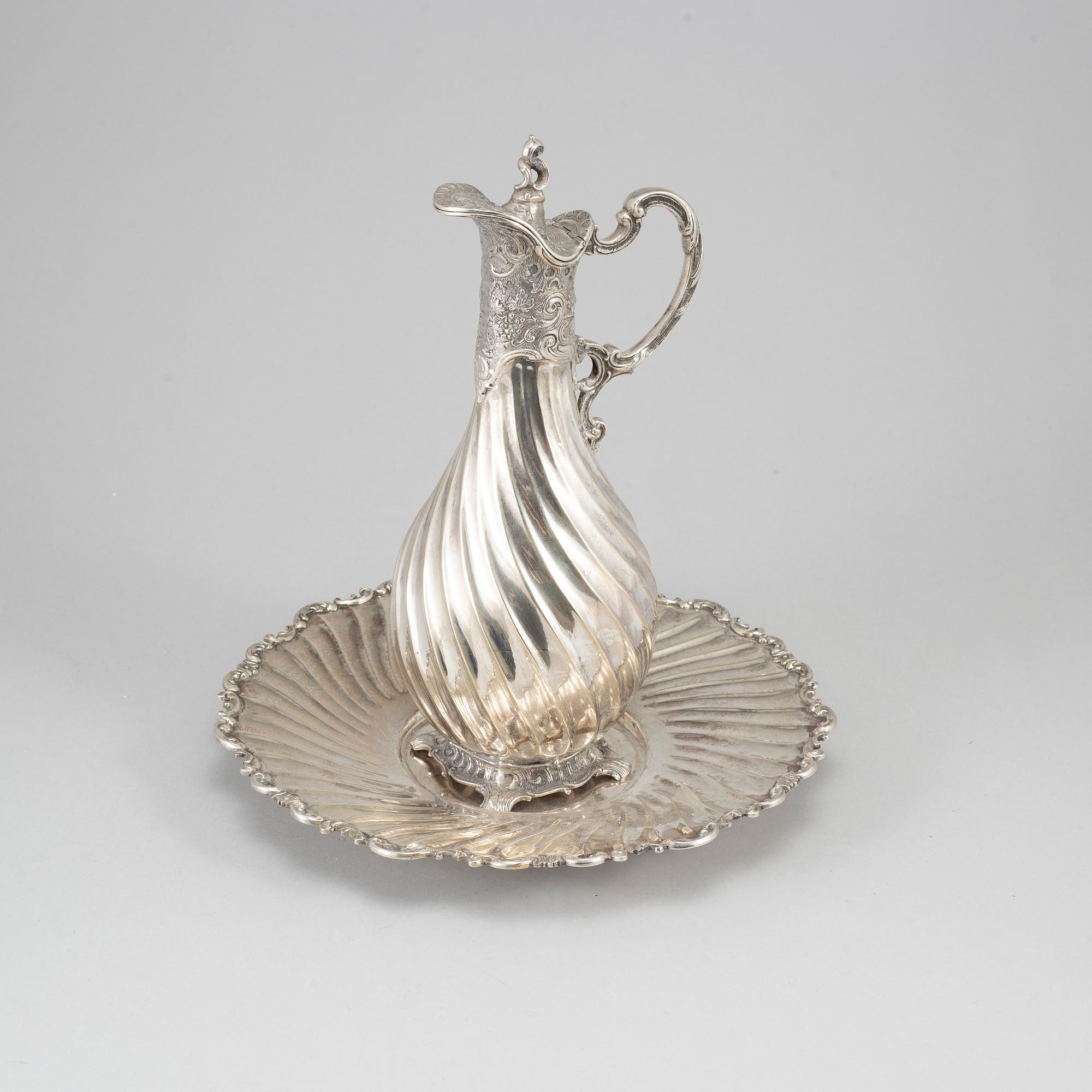 A Silver plated jug and a bowl, second half of the 20th century.