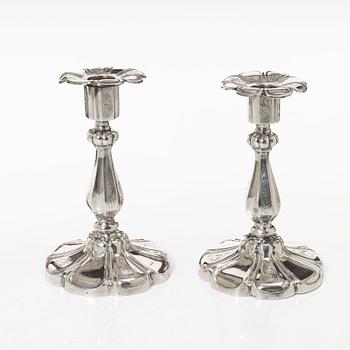Candelsticks, a pair of silver, Cristopher Creutz Stockholm 1855.