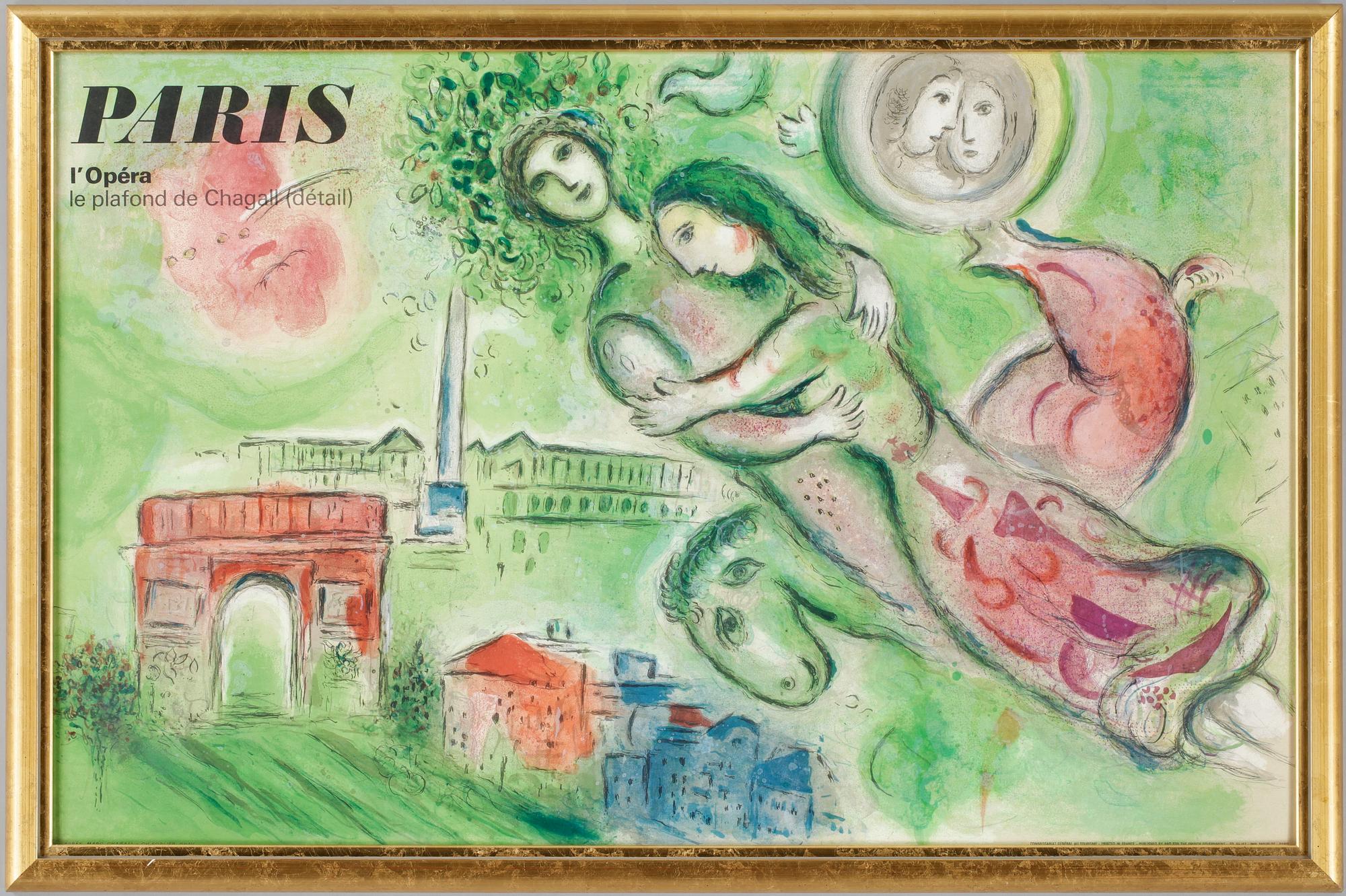 MARC CHAGALL, efter, färglitografisk affisch. Mourlot, Paris. 1964.