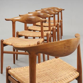 Hans J. Wegner, "Kohornsstolen/ Cowhorn chair", sex stycken, "JH-505", Johannes Hansen, Danmark 1950-60.