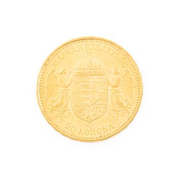 Gold coin, Hungary, 20 Korona, 1892.