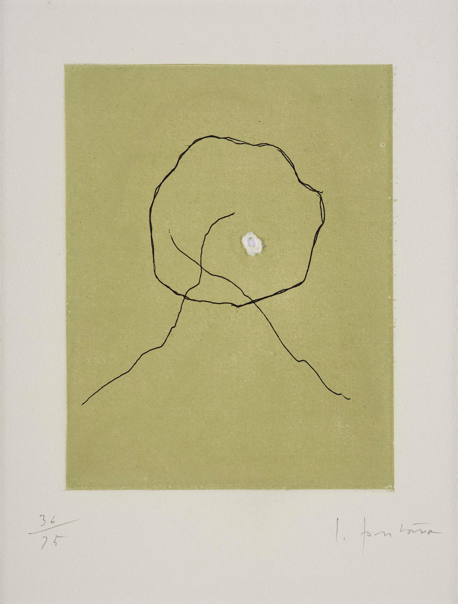 Lucio Fontana, ”Concetto Spaziale” - E-12.