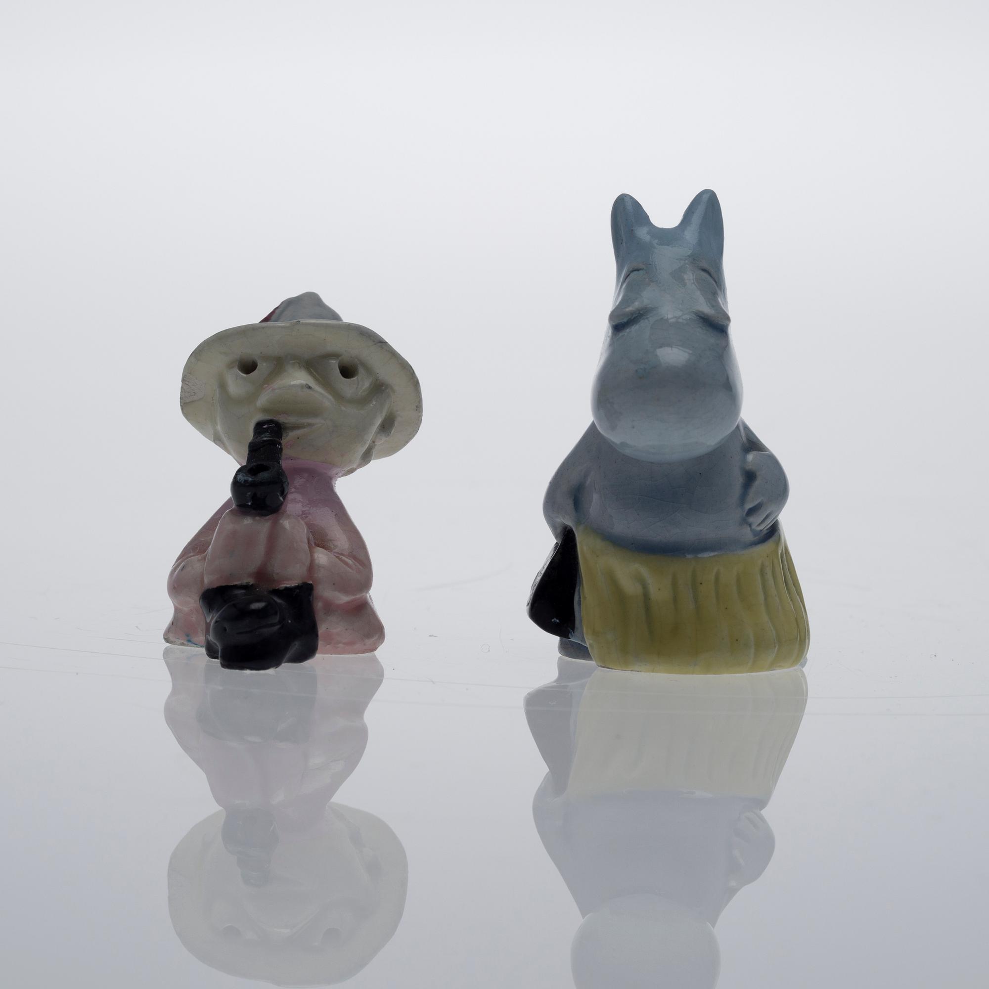 MINIFIGURIINIT, 2 kpl, keramiikkaa, "Muumi", Signe Hammarsten-Jansson, 1950-luku.