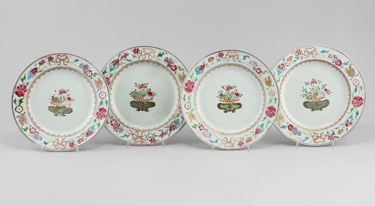 TALLRIKAR, 4 st, porslin, Kina, 1700-tal.