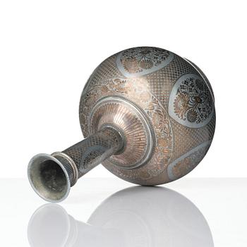 A metal base enamelled and silver inlay Surahi, Bidar, Deccan India 19th century.