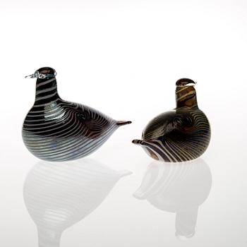 FIGURINER, 2 st, glas, Oiva Toikka, Nuutajärvi. Signerade.