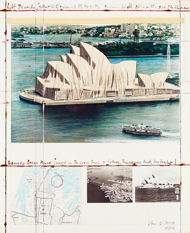 Christo & Jeanne-Claude, "Wrapped Opera House (Project for the Opera House in Sydney, Bennelong, Australia)".