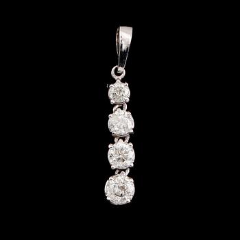 HÄNGE, 14 k vitguld, 4 briljantslipade diamanter tot ca 1.35 ct.