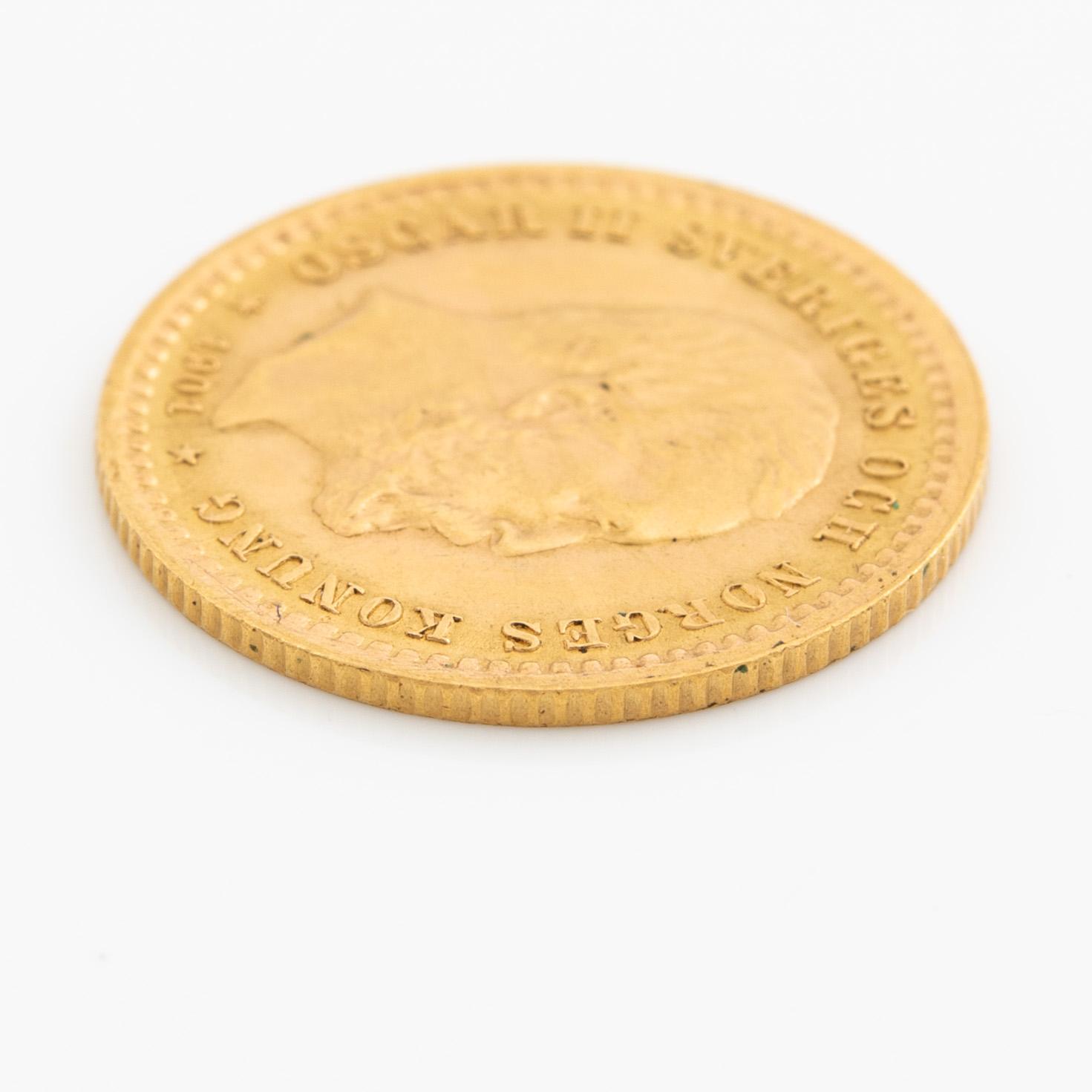 Gold coin, Sweden, Oscar II 5 kr, 1901.