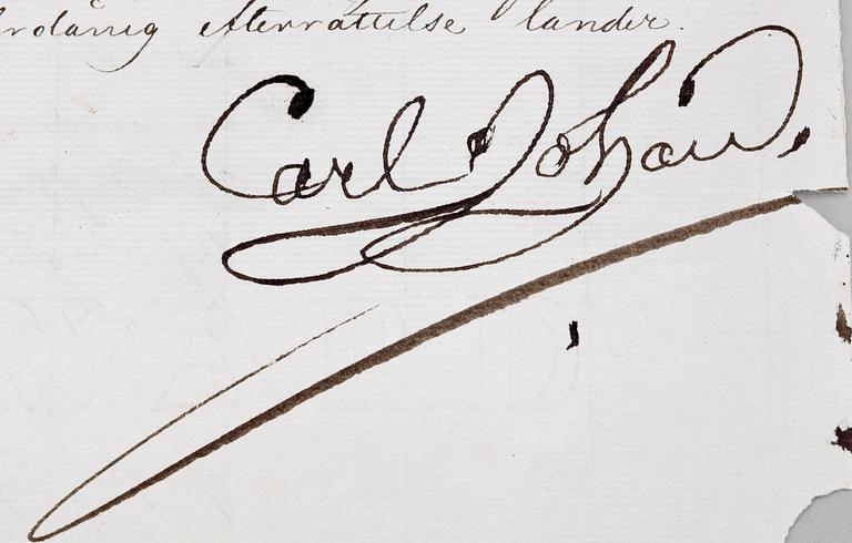 KUNGLIG AUTOGRAF, Konung Karl XIV Johan av Sverige-Norge, dat 1841.