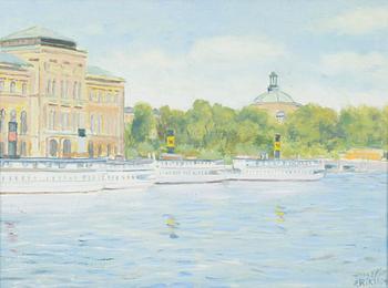 Hans Erik Eriksson, oil on panel, signed.